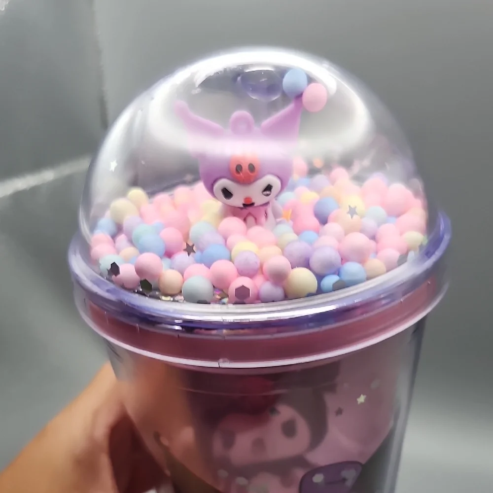 Cute Character Tumbler with Straw - Pink